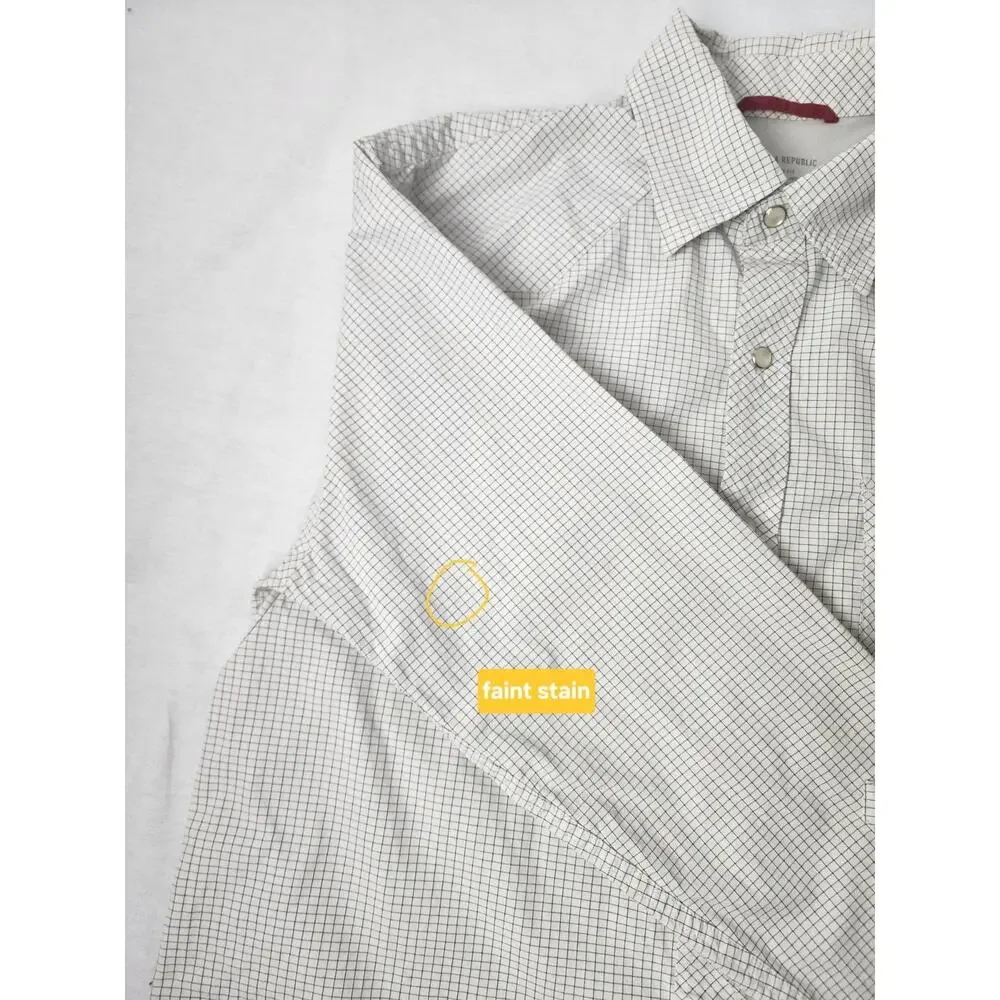 Banana Republic Men's Slim Fit M Medium Pearl Snap Checkered Western Shirt